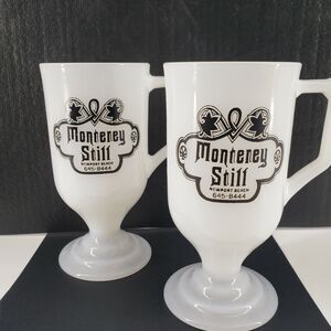 Pedestal Milk Glass Vintage Monterey Still Newport Oregon Irish Coffee Footed